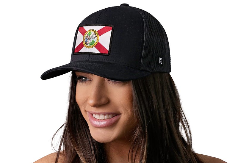 HAKA Florida Flag Black Trucker Hat â€“ Florida Mesh Snapback Cap for Men, & Women Golf Baseball Dad Hat - Image 4